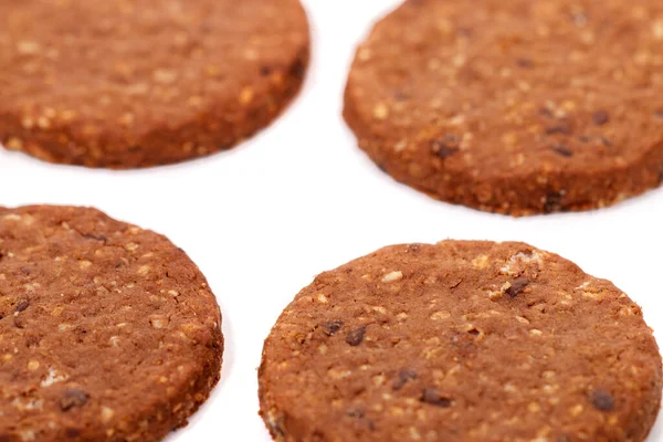 Galletas Avena Integrales Aisladas Sobre Fondo Blanco — Foto de Stock