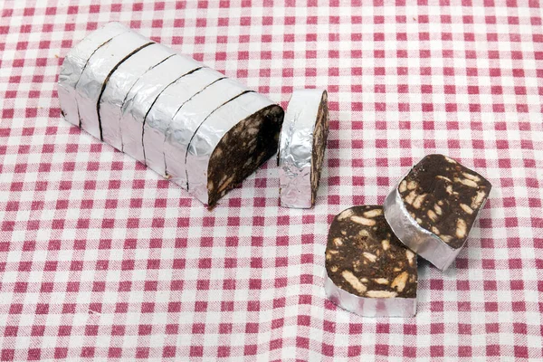 Salade Portugaise Traditionnelle Chocolat Sucré Sur Une Nappe — Photo