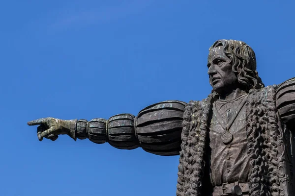 Christopher Columbus Statue Auf Der Plaza Las Monjas Huelva Spanien — Stockfoto