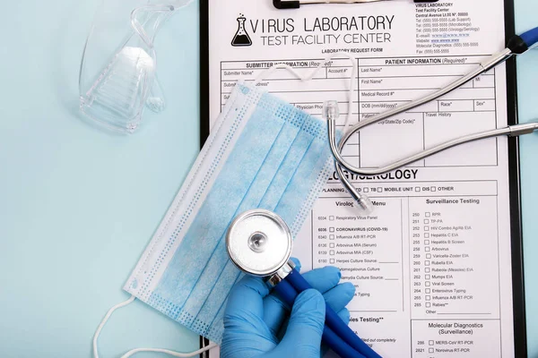 Concepto Informe Varios Virus Pruebas Laboratorio Para Coronavirus Rabia Hepatitis — Foto de Stock