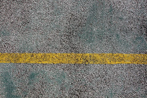Close View Texture Gray Asphalt White Pebbles Yellow Lines Urban — Stock Photo, Image