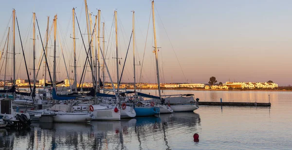 Barche Diporto Ancorate Banchine Nella Città Vila Real Santo Antonio — Foto Stock