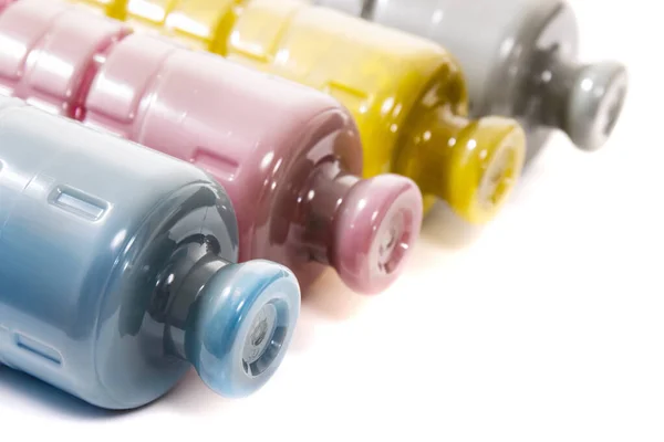 Cartridges Voor Laserprinters Een Witte Achtergrond — Stockfoto