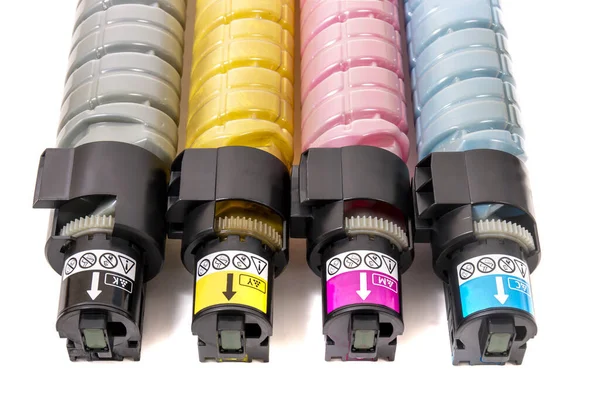 Cartridge Untuk Laser Printer Selaras Pada Latar Belakang Putih — Stok Foto
