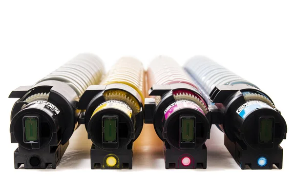 Cartridges Voor Laserprinters Een Witte Achtergrond — Stockfoto