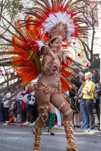 Loule Portugal Febrero 2020 Colorido Carnaval Carnaval Parade Festival Participantes —  Fotos de Stock