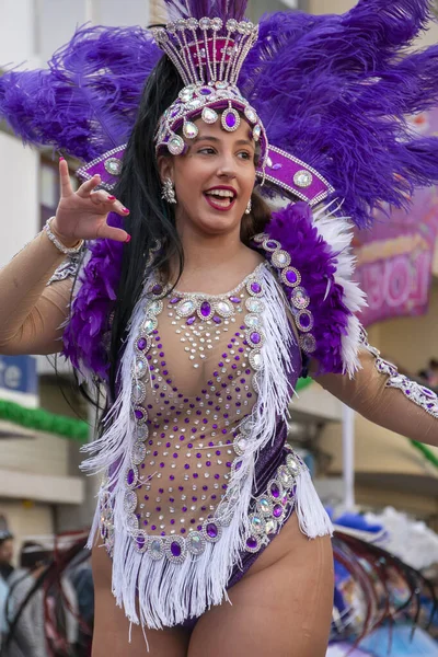 Loule Portugal Fevereiro 2020 Festa Carnaval Carnaval Participantes Desfile Cidade — Fotografia de Stock