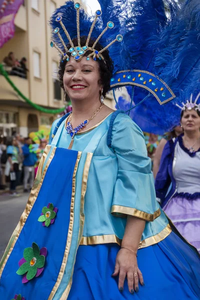 Loule Portugalsko Únor 2020 Barevný Karneval Karnevalový Účastníci Průvodu Loule — Stock fotografie