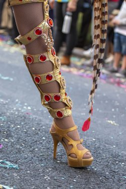 Loule, Portekiz - Şubat 2020: Loule, Portekiz 'deki Renkli Karnaval Festivali katılımcıları.