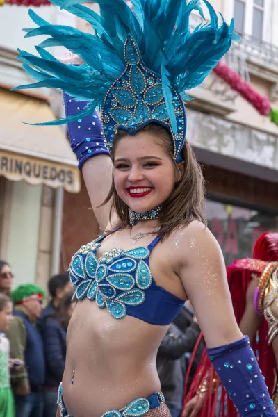 ポルトガルのルール 2020年2月 カラフルなカーニバル カーニバル ポルトガルのルール市のパレードフェスティバル参加者 — ストック写真