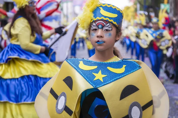 Loule Portugalsko Únor 2020 Barevný Karneval Karnevalový Účastníci Průvodu Loule — Stock fotografie