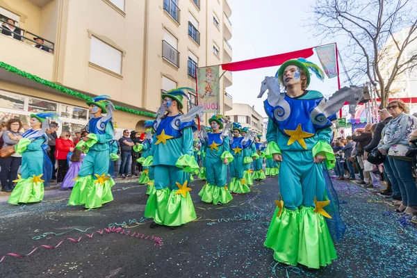 Loule Portugal Febrero 2020 Colorido Carnaval Carnaval Parade Festival Participantes — Foto de Stock