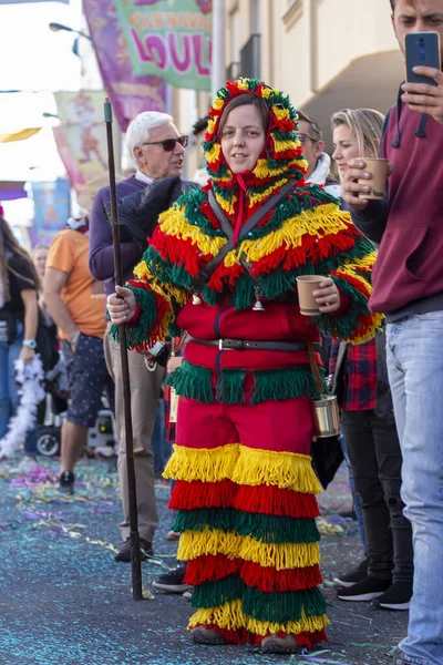 Loule Portugalsko Únor 2020 Barevný Karneval Karnevalový Účastníci Průvodu Loule — Stock fotografie