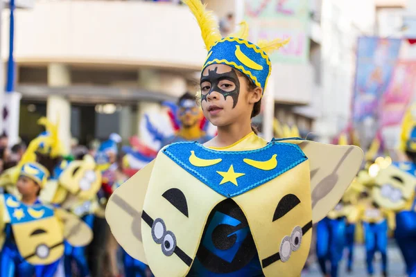 Loule Portugalia Luty 2020 Kolorowy Karnawał Karnawał Uczestnicy Festiwalu Parade — Zdjęcie stockowe