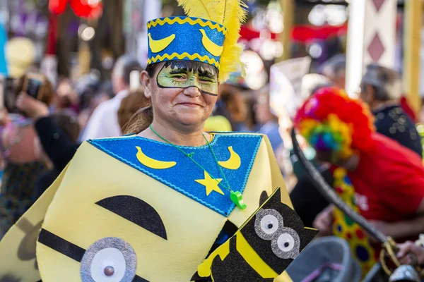 Loule, Portekiz - Şubat 2020: Loule, Portekiz 'deki Renkli Karnaval Festivali katılımcıları.