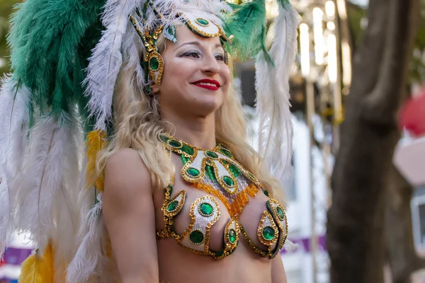 Loule Portugal Februari 2020 Färgglada Karneval Carnaval Paradfestivaldeltagare Loule Stad — Stockfoto