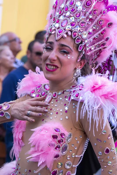 Loule Portugal Fevereiro 2020 Festa Carnaval Carnaval Participantes Desfile Cidade — Fotografia de Stock
