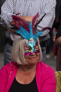 Loule, Portekiz - Şubat 2020: Loule, Portekiz 'deki Renkli Karnaval Festivali katılımcıları.