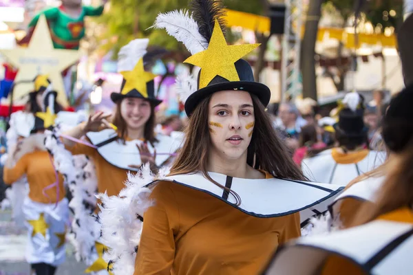Loule Portugalsko Únor 2020 Barevný Karneval Karnevalový Účastníci Průvodu Loule — Stock fotografie