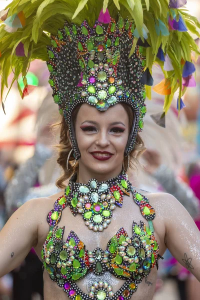 Loule Portugal Fevereiro 2020 Festa Carnaval Carnaval Participantes Desfile Cidade — Fotografia de Stock