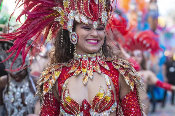 Loule Portugal Februari 2020 Kleurrijk Carnaval Carnaval Parade Festival Deelnemers — Stockfoto