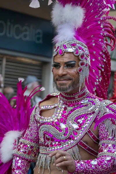 Loule Portugal Fevereiro 2020 Festa Carnaval Carnaval Participantes Desfile Cidade — Fotografia de Stock