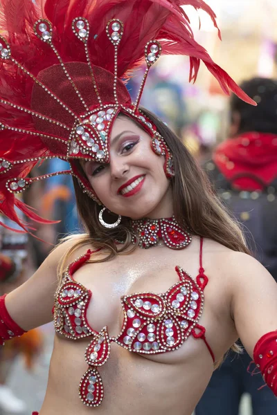 Loule Portugal Fevereiro 2020 Festa Carnaval Carnaval Participantes Desfile Cidade — Fotografia de Stock