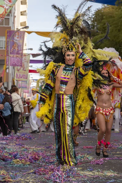 Loule Portugal Febrero 2020 Colorido Carnaval Carnaval Parade Festival Participantes — Foto de Stock