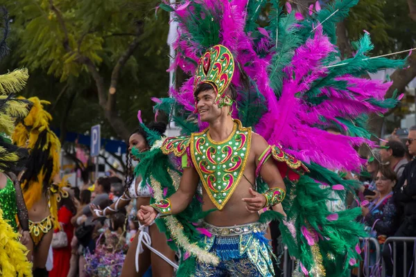 Loule Portugalia Luty 2020 Kolorowy Karnawał Karnawał Uczestnicy Festiwalu Parade — Zdjęcie stockowe