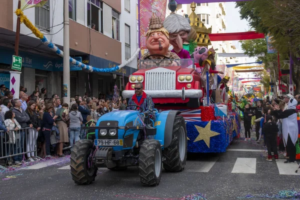 Loule Portugal February 2020 Fargerik Karnevalfestival Carnaval Deltakere Loule City – stockfoto