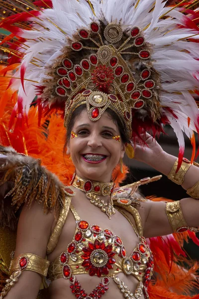 Loule Portugal Fevereiro 2020 Festa Carnaval Carnaval Participantes Desfile Cidade — Fotografia de Stock