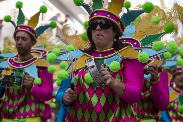 Loule Portugalia Luty 2020 Kolorowy Karnawał Karnawał Uczestnicy Festiwalu Parade — Zdjęcie stockowe