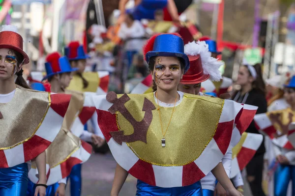 Loule Portugal Februar 2020 Farverigt Karneval Carnaval Paradefestivaldeltagere Loule City - Stock-foto