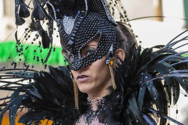 Loule Portugal Februari 2020 Färgglada Karneval Carnaval Paradfestivaldeltagare Loule Stad — Stockfoto