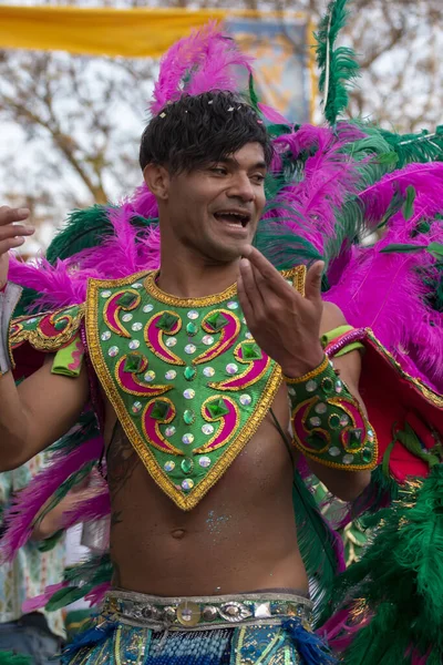 Loule Portugal Februari 2020 Färgglada Karneval Carnaval Paradfestivaldeltagare Loule Stad — Stockfoto