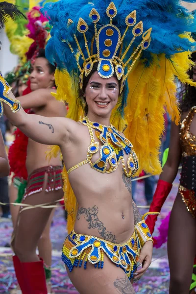 Loule Portugal Fevereiro 2020 Festa Carnaval Carnaval Participantes Desfile Cidade — Fotografia de Stock
