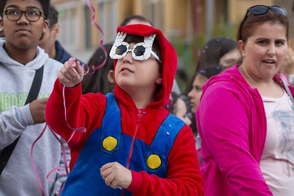 Loule Portugal Fevereiro 2020 Festa Carnaval Carnaval Participantes Desfile Cidade — Fotografia de Stock