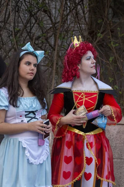 Loule Portugal Fevereiro 2020 Festa Carnaval Carnaval Participantes Desfile Cidade — Fotografia de Stock