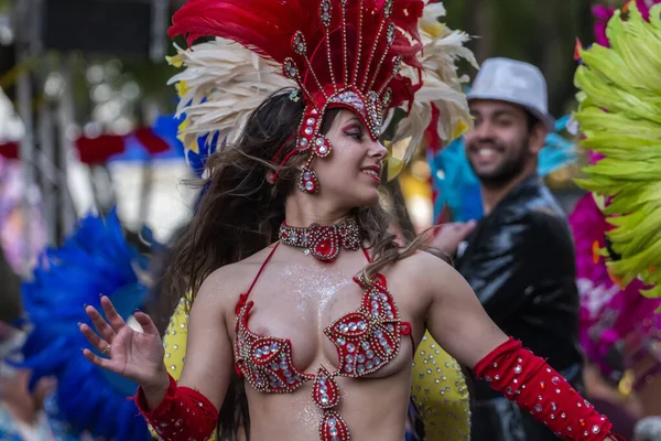 Loule Portugal Februari 2020 Kleurrijk Carnaval Carnaval Parade Festival Deelnemers — Stockfoto