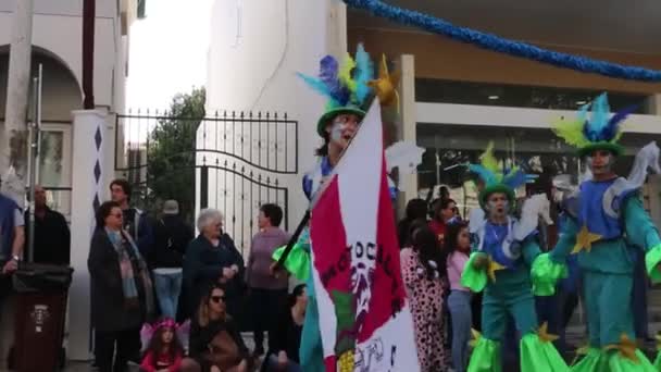 葡萄牙卢勒 2020年2月 葡萄牙卢勒市五彩缤纷的嘉年华 嘉年华 游行参与者 — 图库视频影像