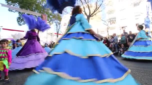 Loule Portugal Fevereiro 2020 Festa Carnaval Carnaval Participantes Desfile Cidade — Vídeo de Stock