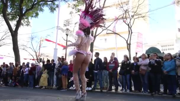 Loule Portugal February 2020 Colorful Carnival Carnaval Parade Festival Tests — стокове відео