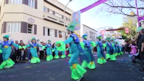 Loule Portugal Fevereiro 2020 Festa Carnaval Carnaval Participantes Desfile Cidade — Vídeo de Stock