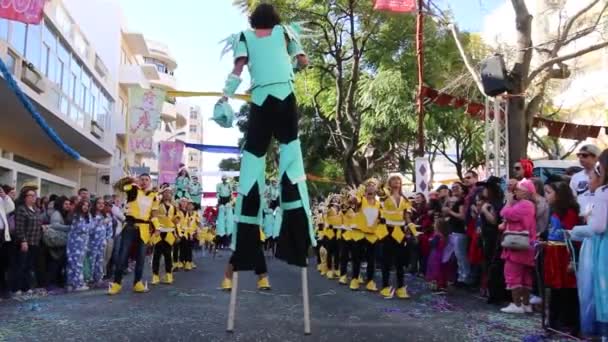 ポルトガルのルール 2020年2月 カラフルなカーニバル カーニバル ポルトガルのルール市のパレードフェスティバル参加者 — ストック動画