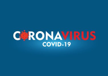 Mavi arkaplan üzerinde Coronavirus metni