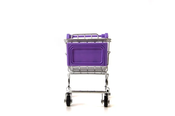 Miniature Shopping Cart Isolated White Background — Stock Photo, Image