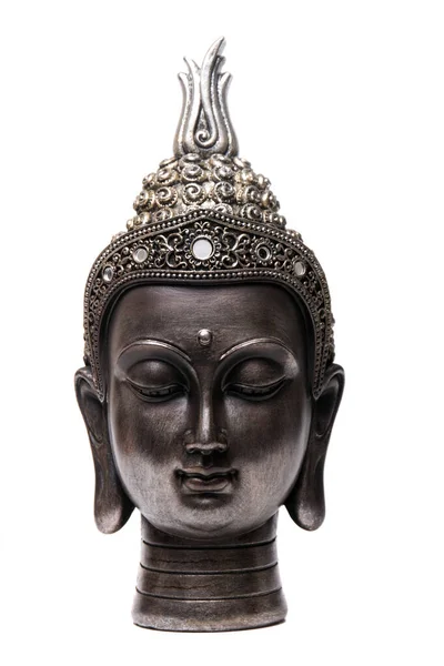 Buddha Figura Dekoratív Fej Elszigetelt Fehér Alapon — Stock Fotó