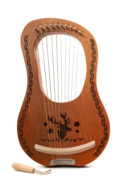 Strängad Lyre Musikinstrument Isolerad Vit Bakgrund — Stockfoto