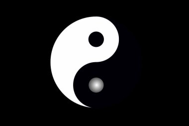 Gri arkaplanda Yin ve Yang sembolü görünümü.