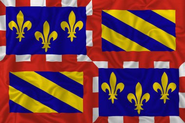 Dalgalı ipek kumaş arka planında Burgundy bayrağı.